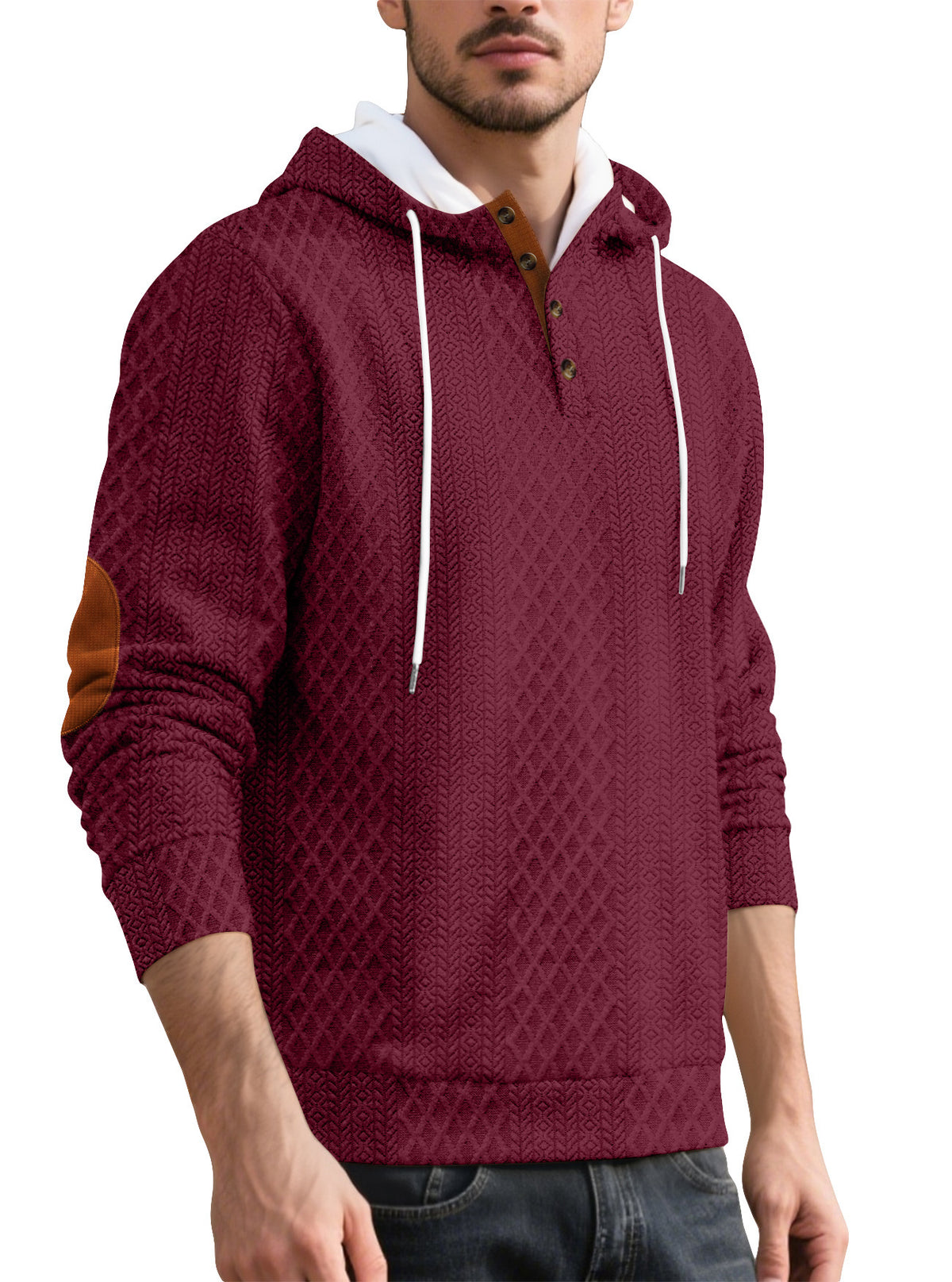 Pull casual homme européen et américain Jacquard Broderie à capuche couleur solide