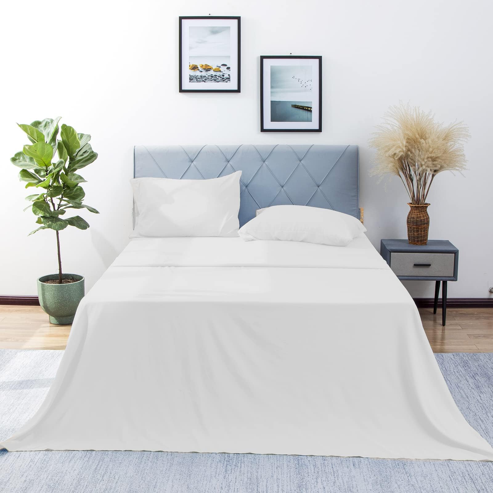 California King Feuille Set 4 Pièces Soft California King Taille Feuilles Refroidissement & Respirant H