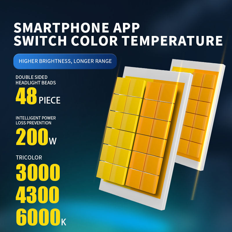 200W Trois couleurs Tous dans une voiture phare LED APP contrôlé phare automatique 3000K 4300K 600