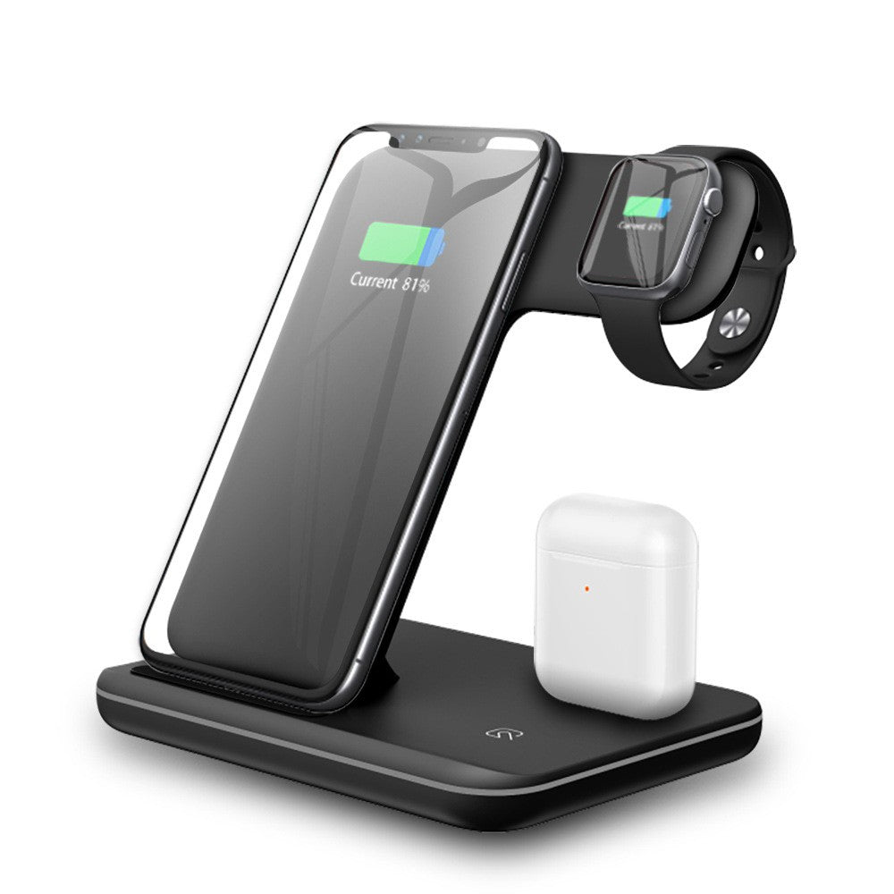 Chargeur vertical de radiotéléphonie mobile sans fil à trois en un