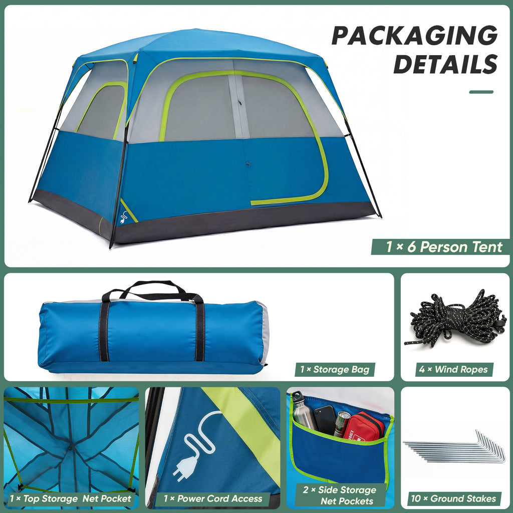 6 personnes Waterproof Et tente de camping familial coupe-vent