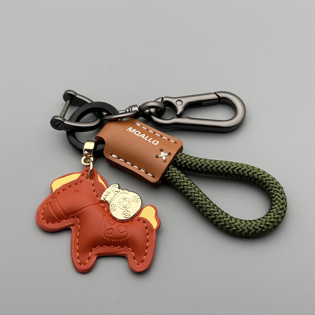 Immédiatement riche main Cowhide voiture porte clé Pendentif simple Personnalité