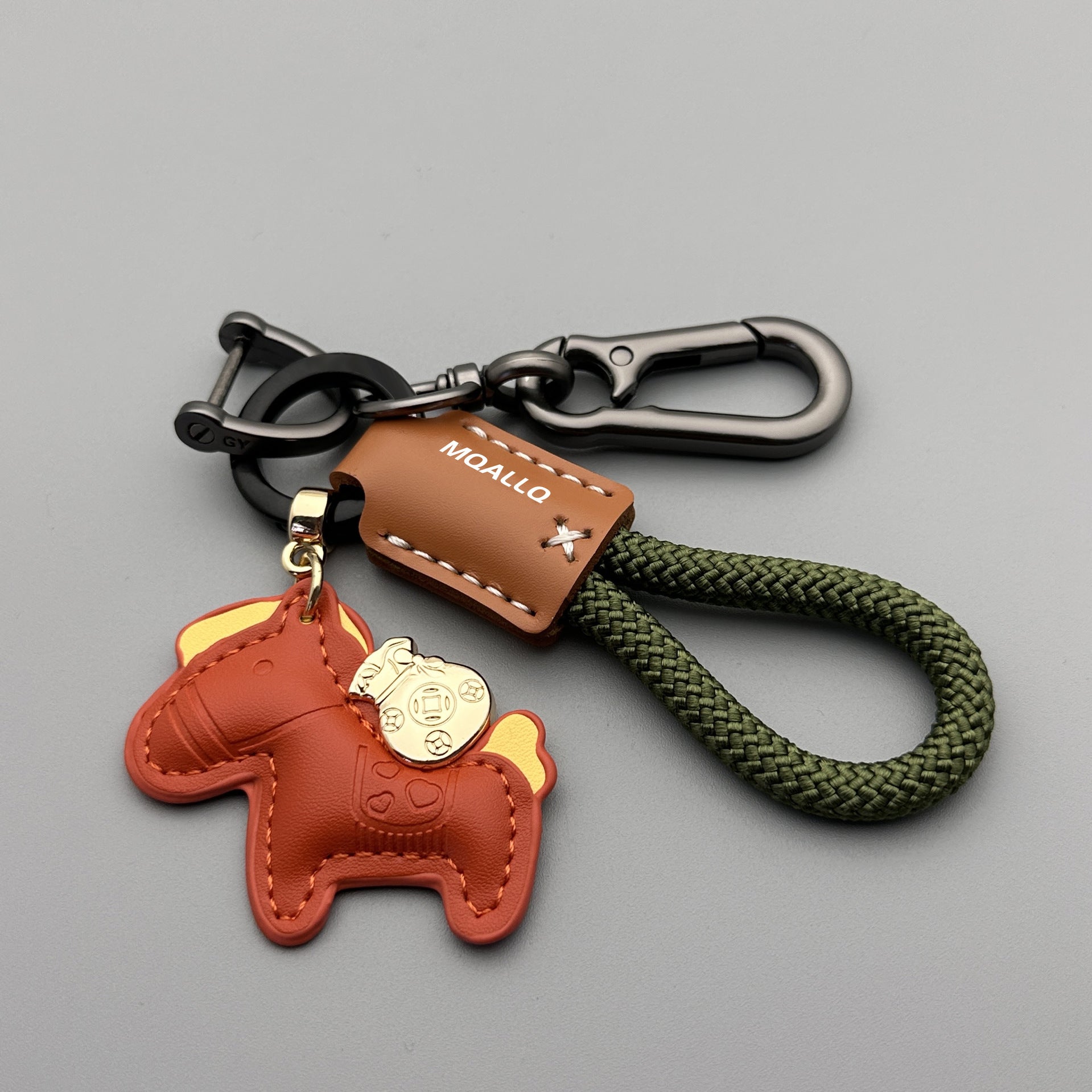 Immédiatement riche main Cowhide voiture porte clé Pendentif simple Personnalité
