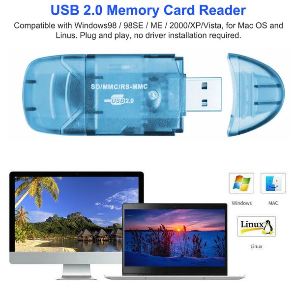 Lecteur de carte mémoire Adaptateur de carte haute vitesse USB 2.0 480Mbps pour carte SD