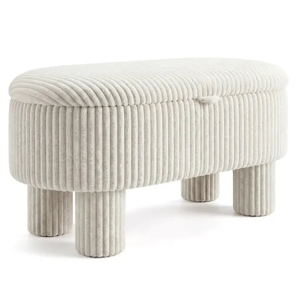 Banc de stockage Corduroy de 42 pouces Beige