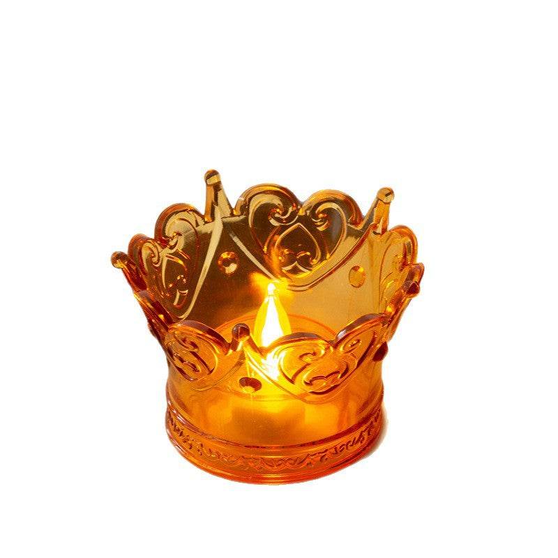 LED Electronic Candle Transparent Light Crown Night Light LED Small Tea Light Crystal Lamp