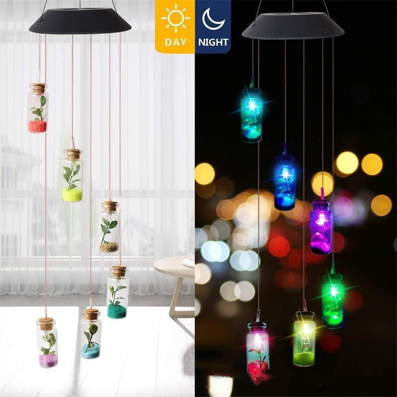Christmas Decoration Solar Wishing Bottle Wind Chime Gradual Change