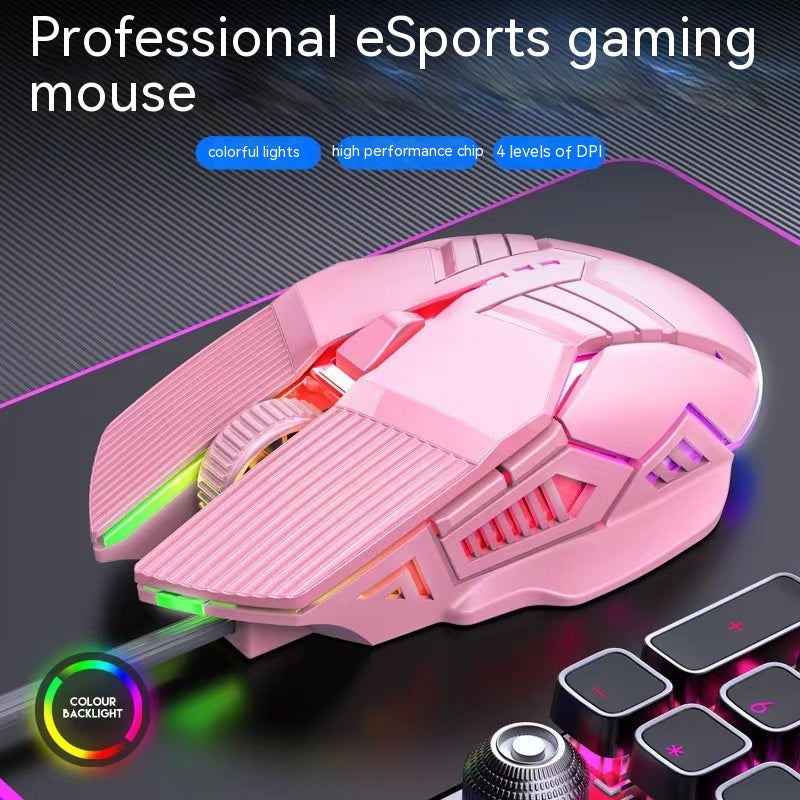 Souris filaire 6D coloré éblouissant E-sports Jeux Bureau Mute Souris lumineuse
