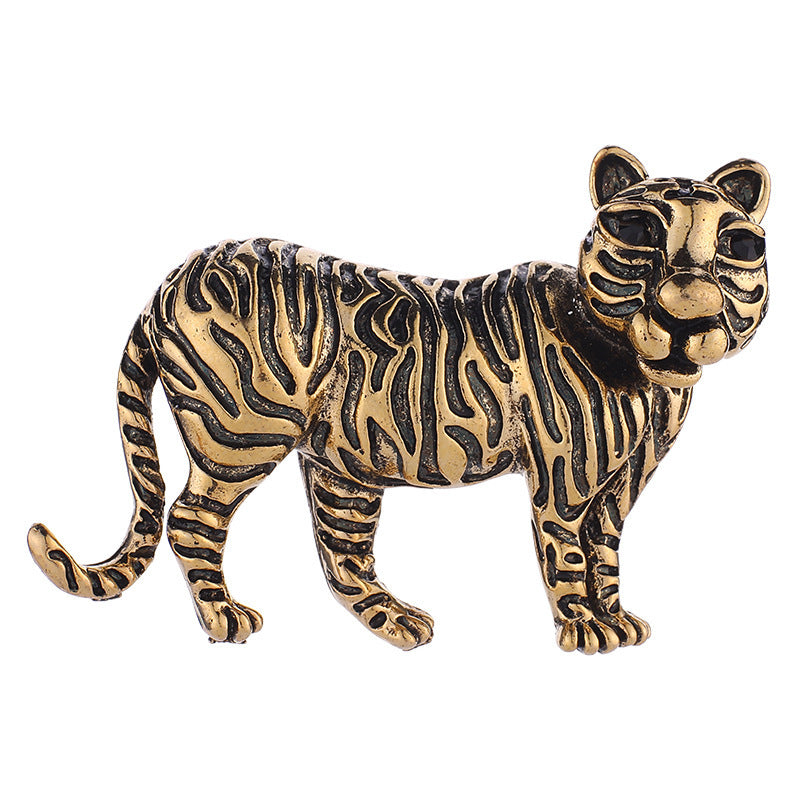 Fierce Tête Lion et Tigre Brooch Vintage Personnalisé