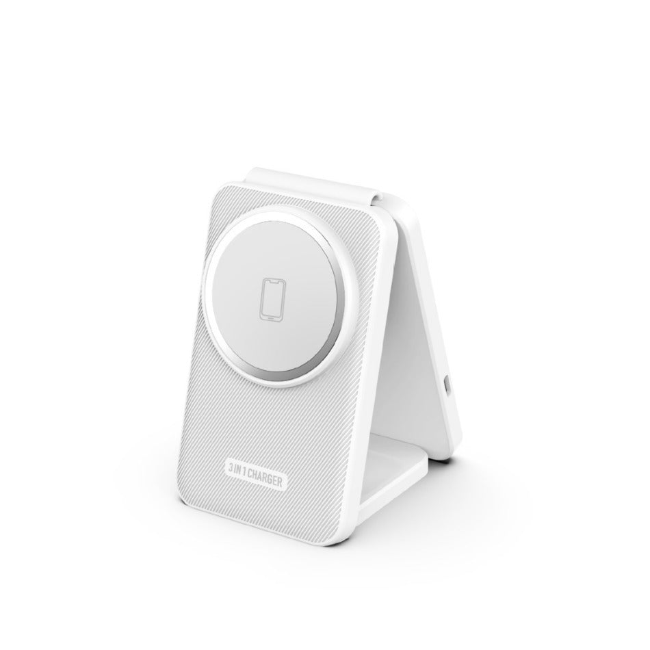 Support de téléphone mobile pliant magnétique Chargeur sans fil trois en un