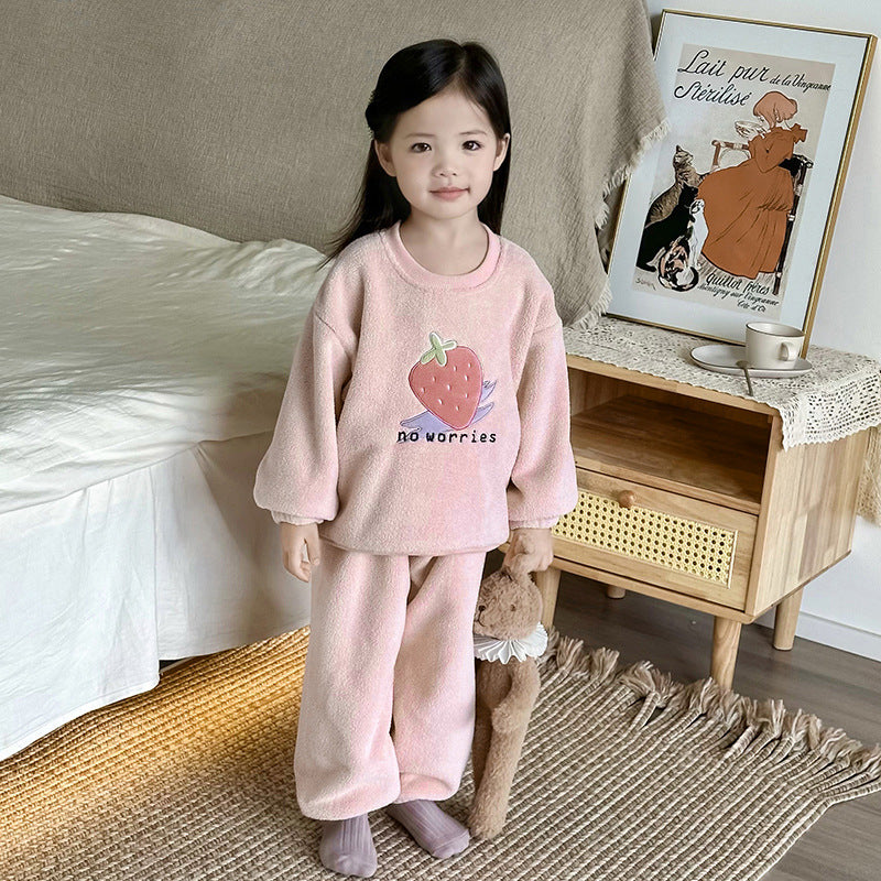 Jeu de pyjama à manches longues en cou d'équipage en plein air pour filles