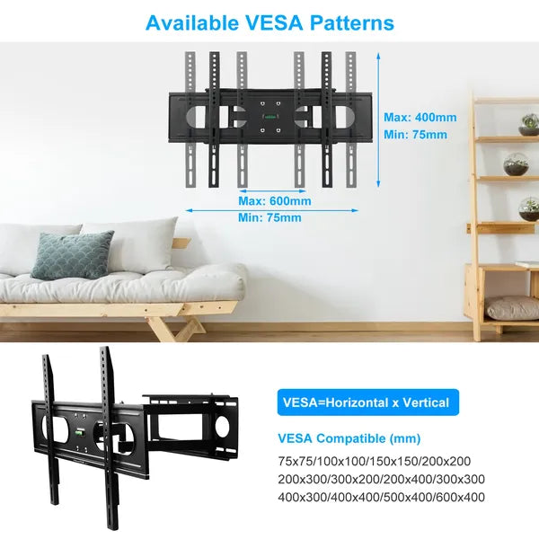 Full Motion TV Wall Mount Swivel Tilt TV Wall Rack Support 37-70' TV Wall Mount Max VESA U