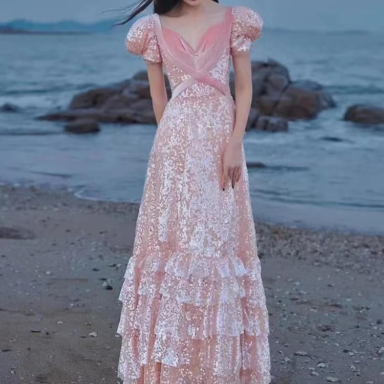 Robe de soirée rose pour les femmes de luxe haut de gamme