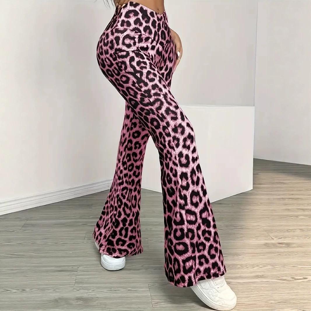 Leopard-print Hip-lifting Tight Leggings Pantalons à jambe droite