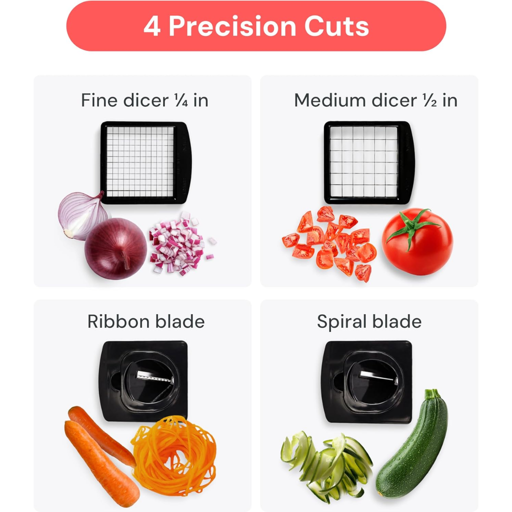 Légume Chopper Chopper et Spiralizer Alimentation Chopper avec Container Fruit Cutter Oignon Di