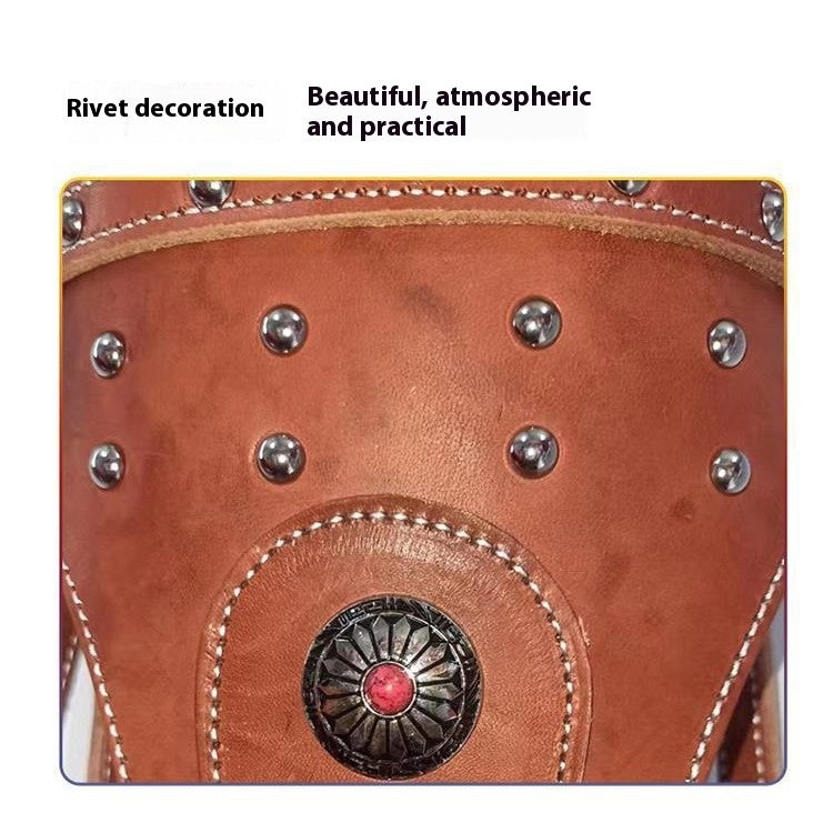 Cheval Halter Pure Cowhide Équipement Dragon Couverture métal Buckle Élégant