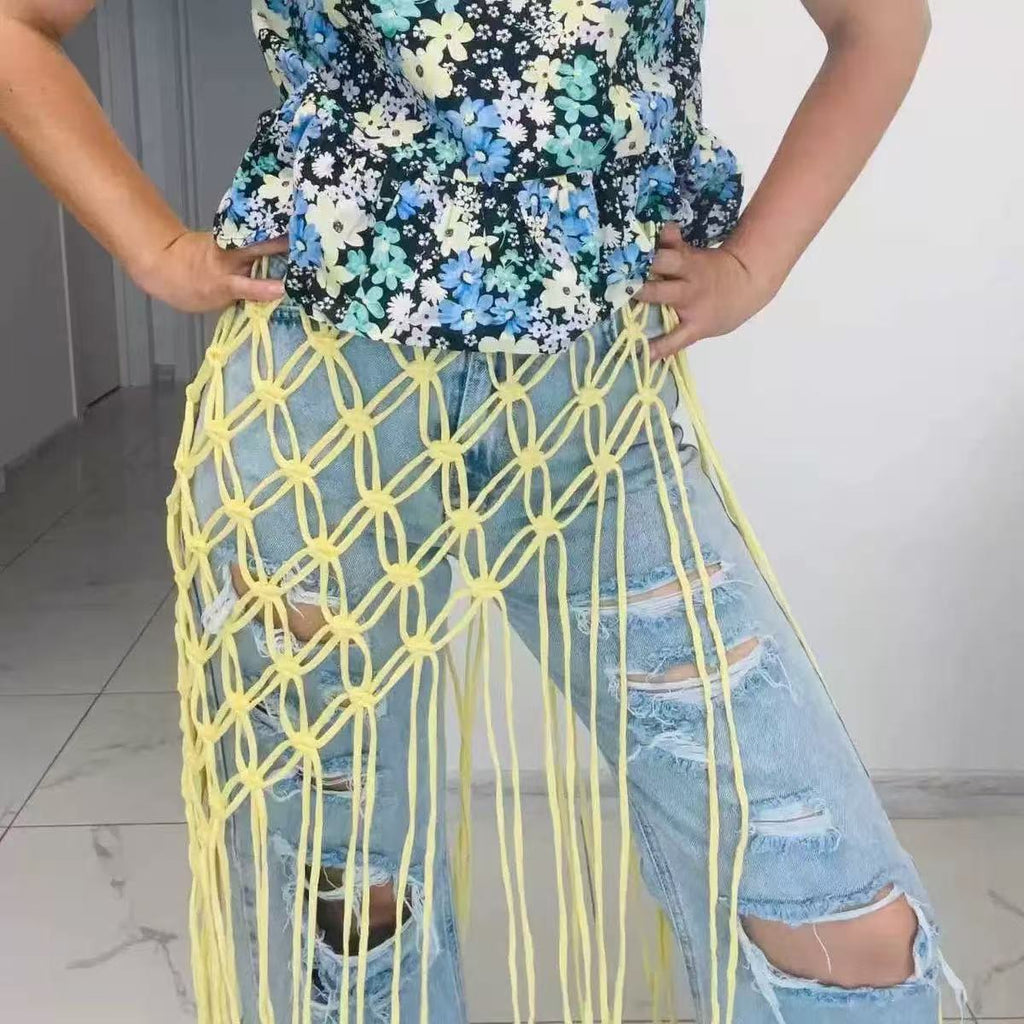 Custom Decoration Mesh Tassel Waist Cincher