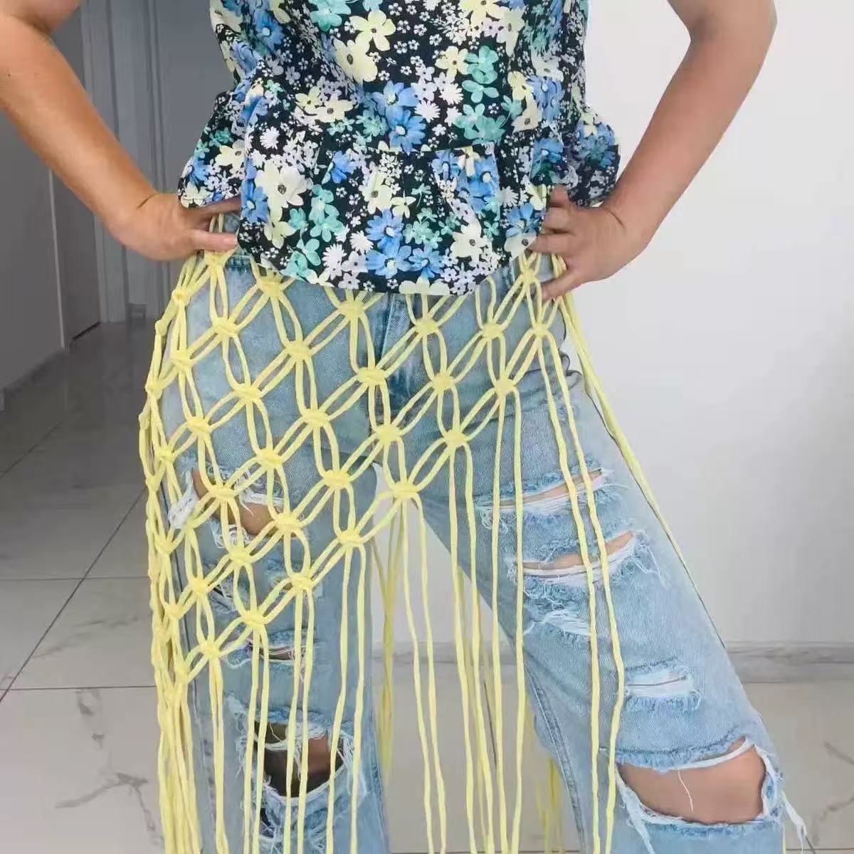 Custom Decoration Mesh Tassel Waist Cincher