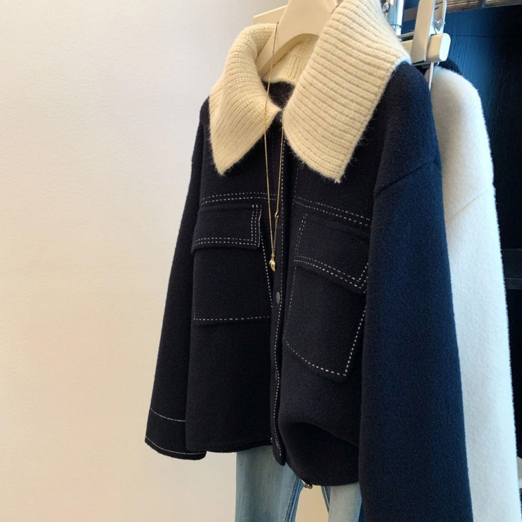 Top casual pour femmes en laine de col notch