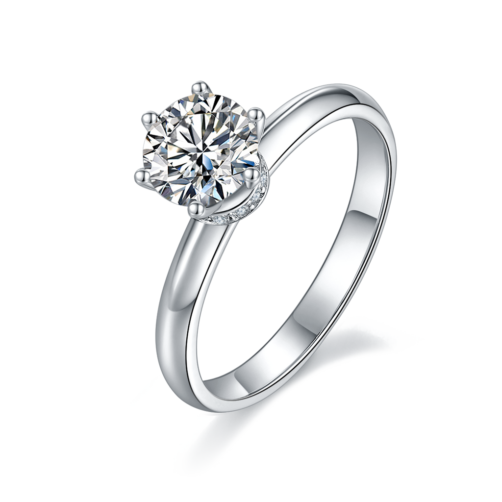 S925 Argent Sterling 1ct Moissanite bague de fiançailles