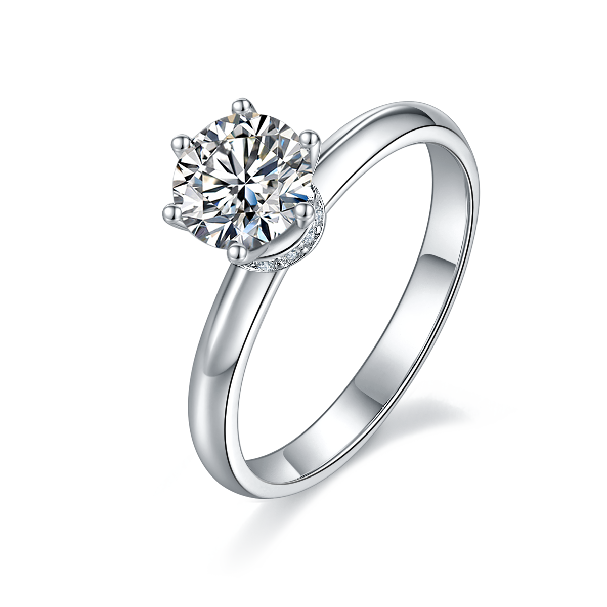 S925 Argent Sterling 1ct Moissanite bague de fiançailles