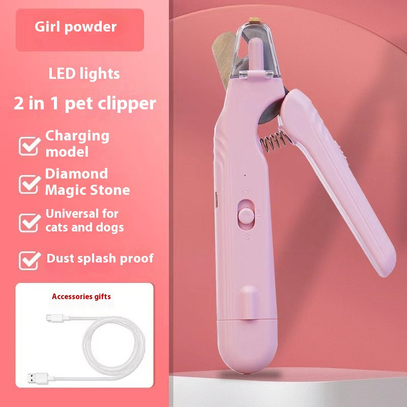 2 Clippers d'ongle d'animal en 1 avec led Light Dog Cat Special Blood Line Ciseaux multifonction