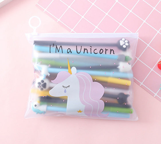 20 Cute Caricature 0.5 Stylos Noir Neutre avec boîtier en stylo