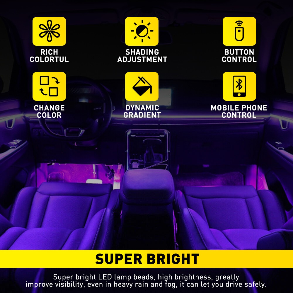 10in1 Full LED perles Symphony Dream voiture d'intérieur éclairage ambiant sans fil Kit