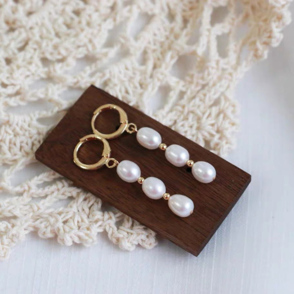 Boucles d'oreilles en perles d'eau douce naturelles pour femmes