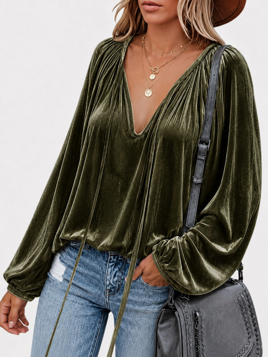 Lace V-neck business shirt