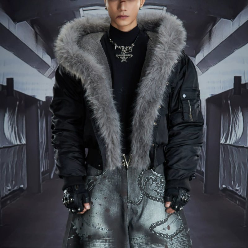 Veste en coton rembourrée brodée en polaire