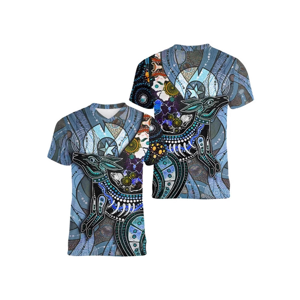 Modèle Kangaroo australien T-shirt pour enfants Imprimé Animal Pattern Sports Col V Court-