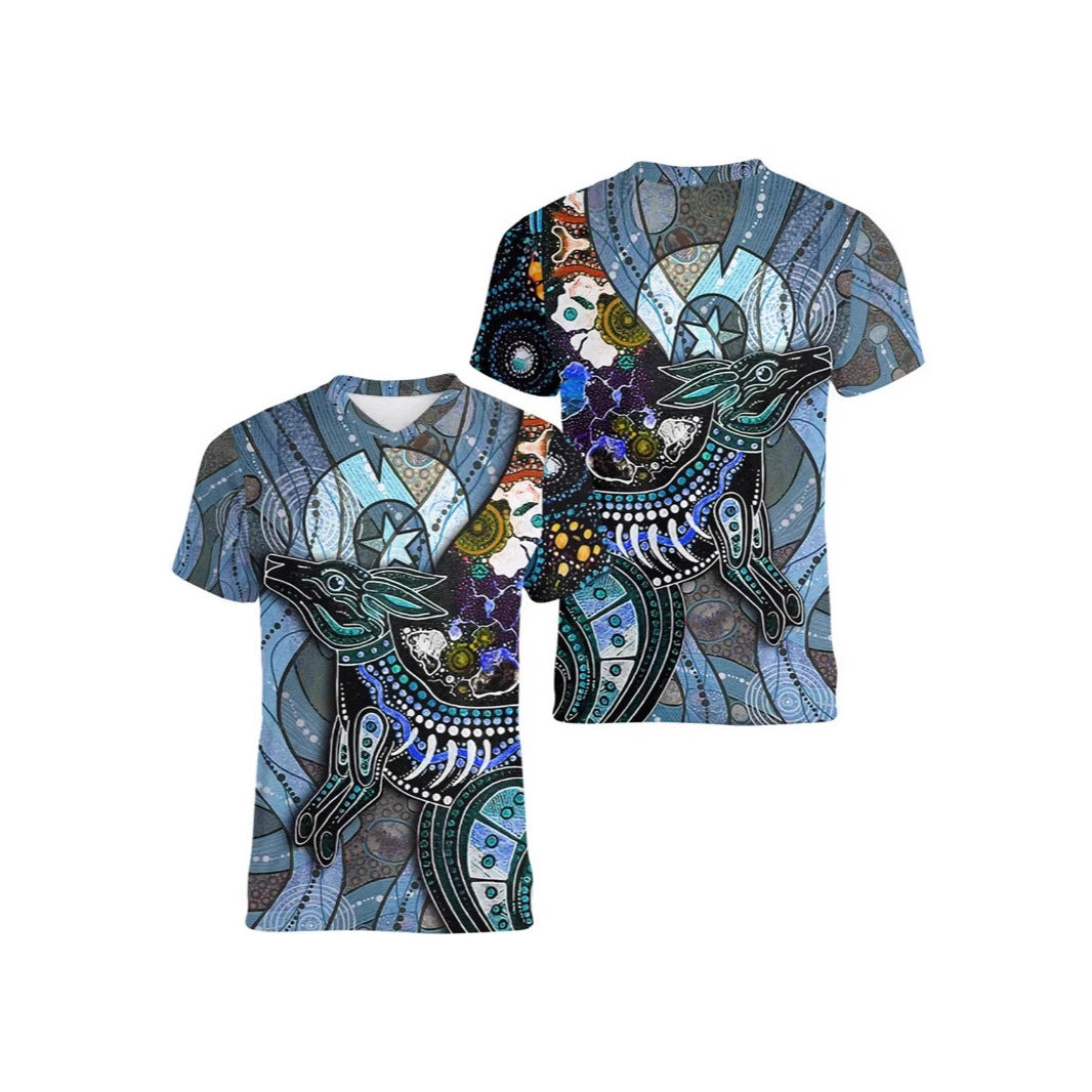 Modèle Kangaroo australien T-shirt pour enfants Imprimé Animal Pattern Sports Col V Court-