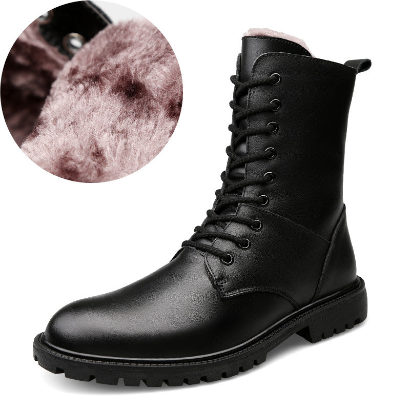 Bottes en cuir d'hiver de style britannique de style polaire pour hommes