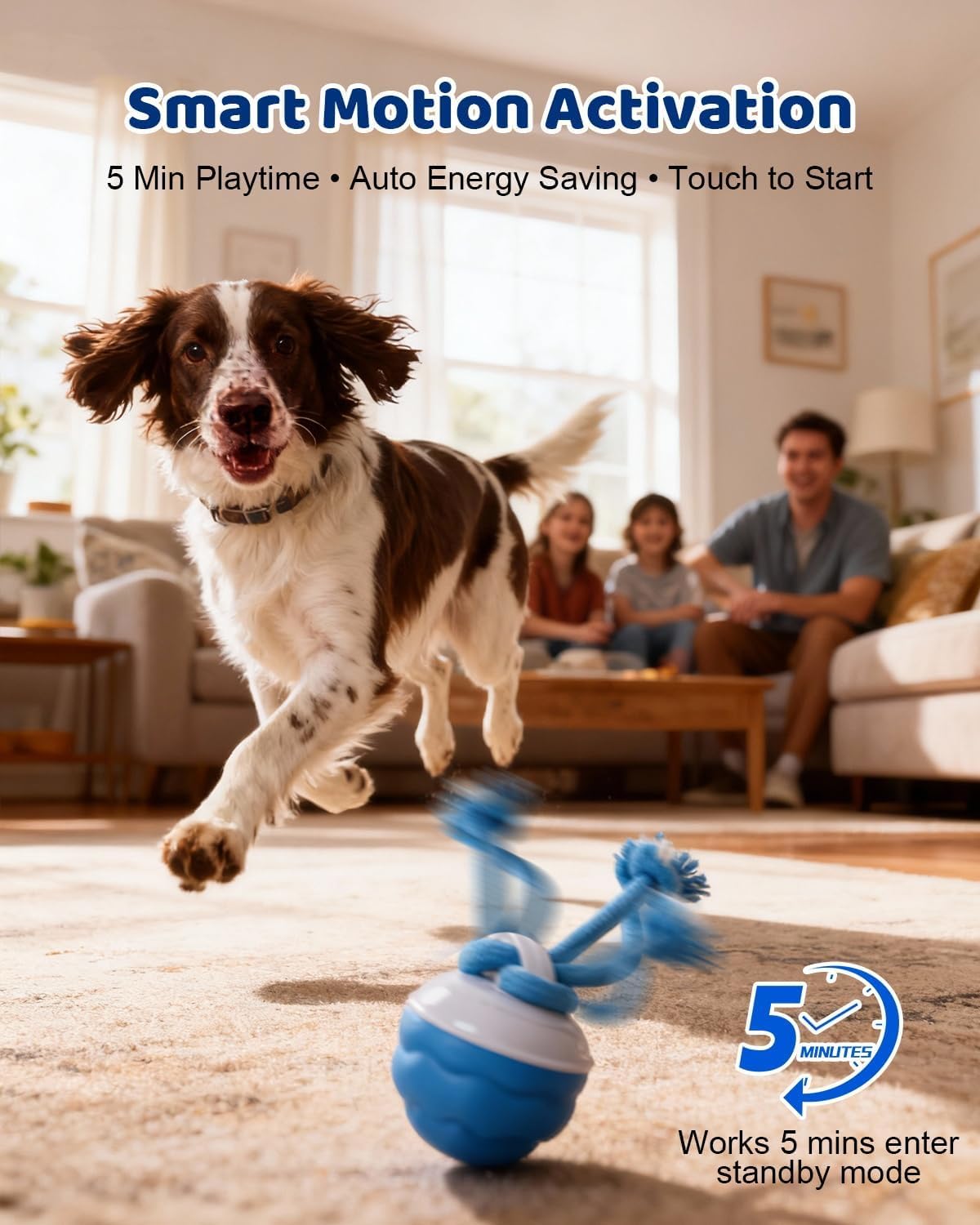 Jouets interactifs pour chiens avec corde -Smart Dog Ball Son de barking intégré