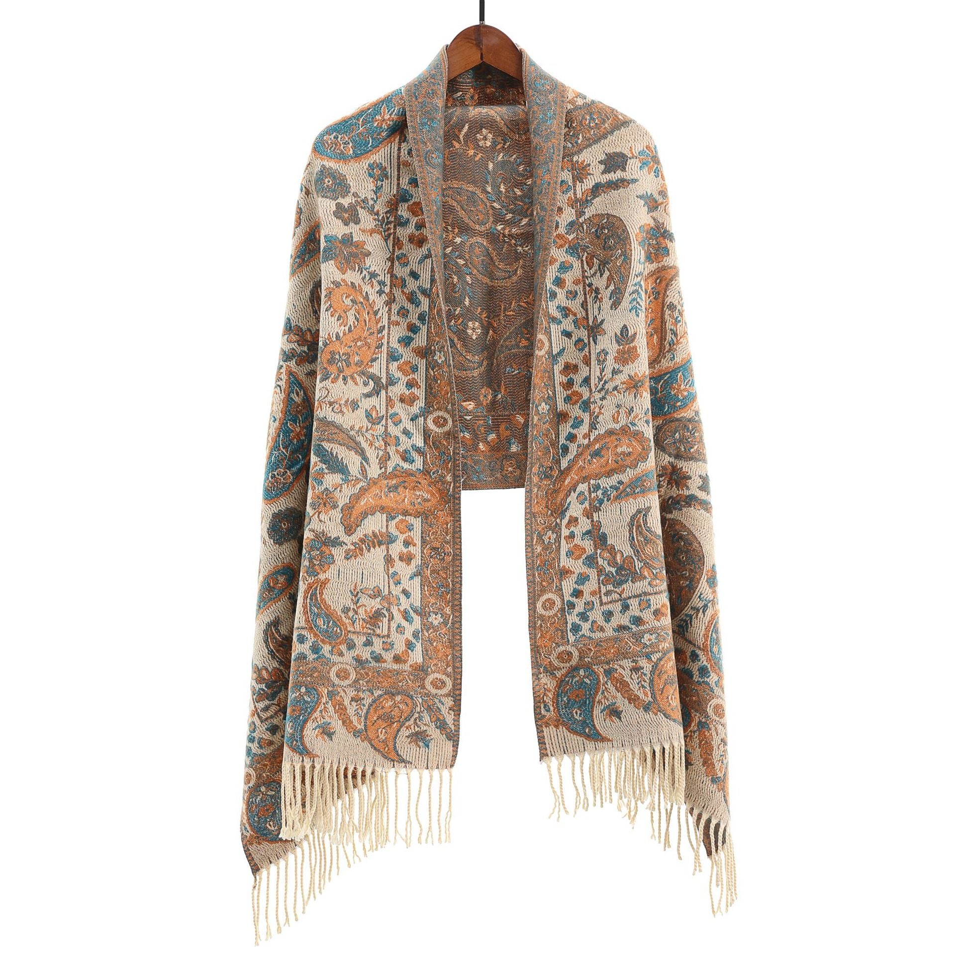 Vêtements de dessus de style ethnique Ankeila Red Faux-cashmere Climatiseur Châl Écharpe