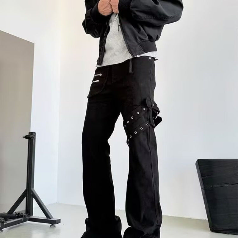 Jeans d'utilité Black Vibe Ceinted Bootcut