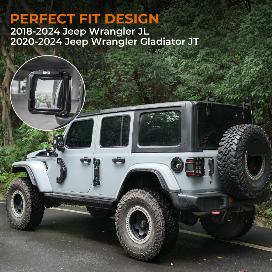 Cadre miroir de protection contre la pluie pour 2018- Wrangler JL & 2020-2025 Wrangler Gladiator