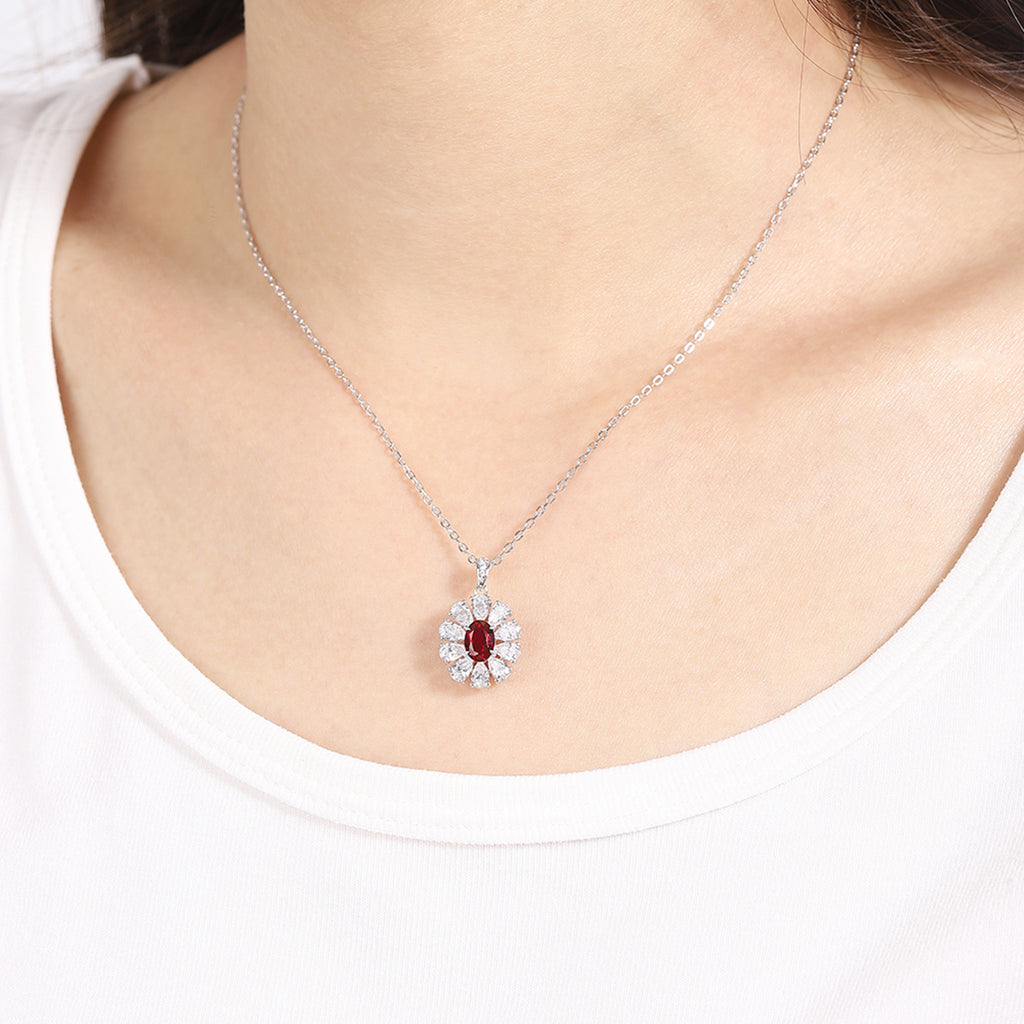 S925 Argent 4.0g Collier de pierre gemme créé en laboratoire