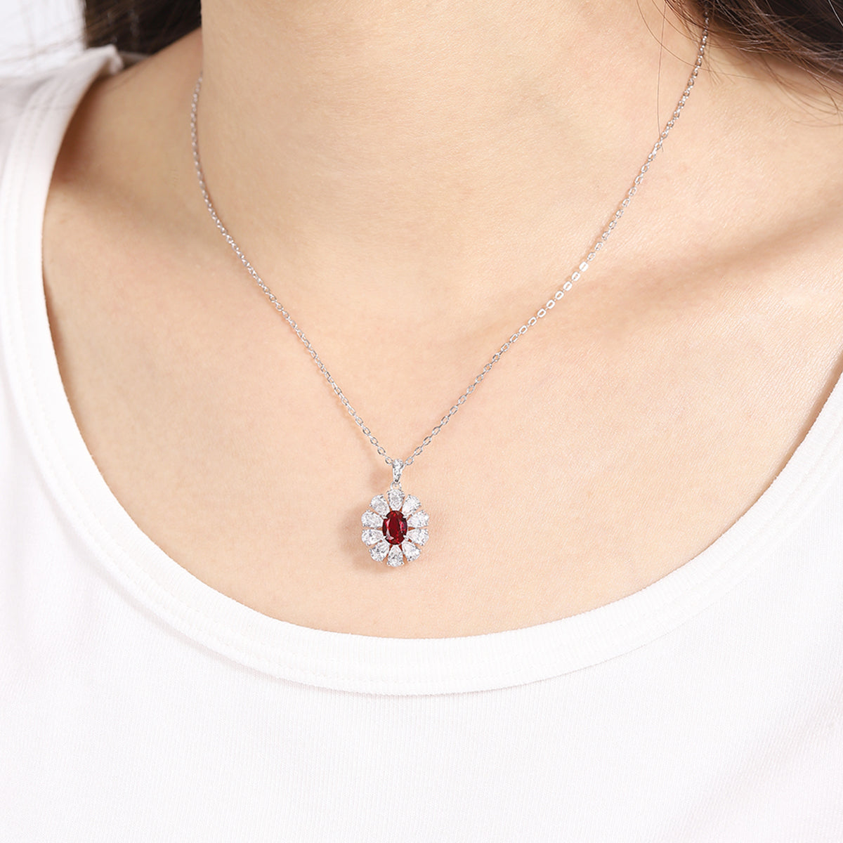 S925 Argent 4.0g Collier de pierre gemme créé en laboratoire