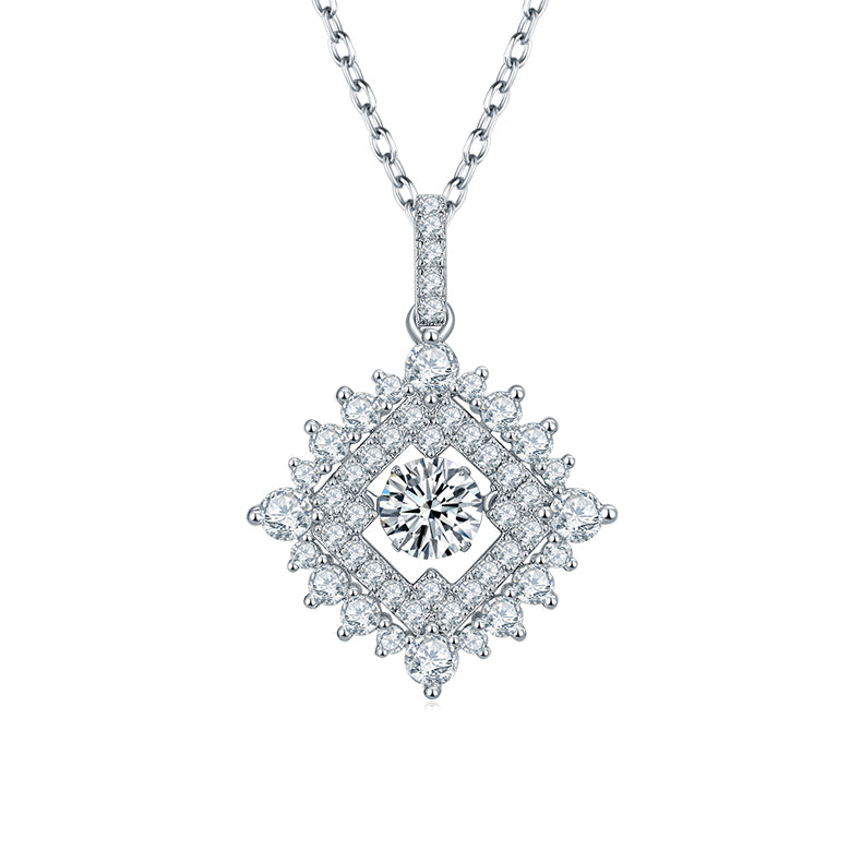 S925 Argent Sterling 0.5ct D Couleur VVS1 Moissanite Géométrique Diamond Pendentif Collier 45cm