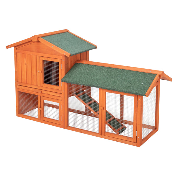 61pouces de poulet en bois Hen House Rabbit Wood Hutch Volaille Cage Habitat