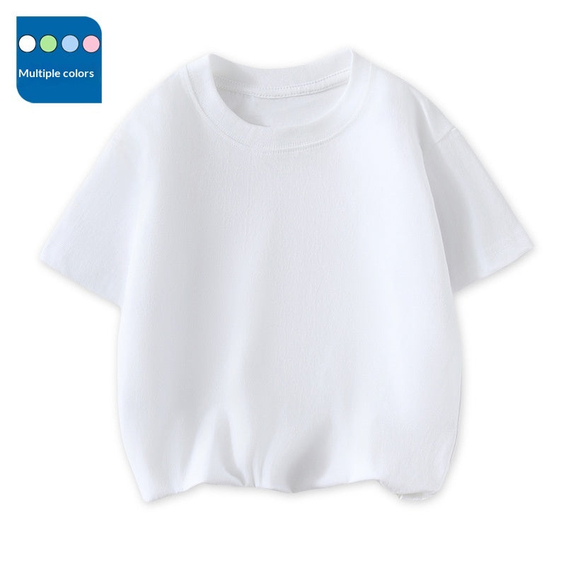 T-Shirt à manches courtes pour enfants Col d'équipage Top polyvalent