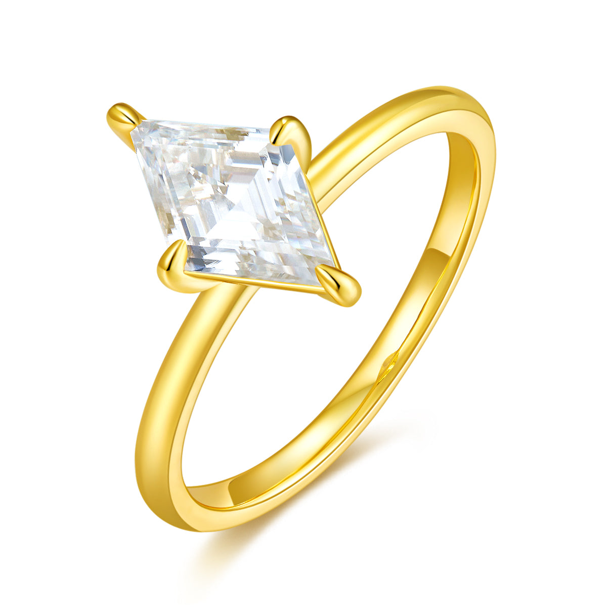 S925 Argent plaqué or 2ct Kite coupé Moissanite Anneau