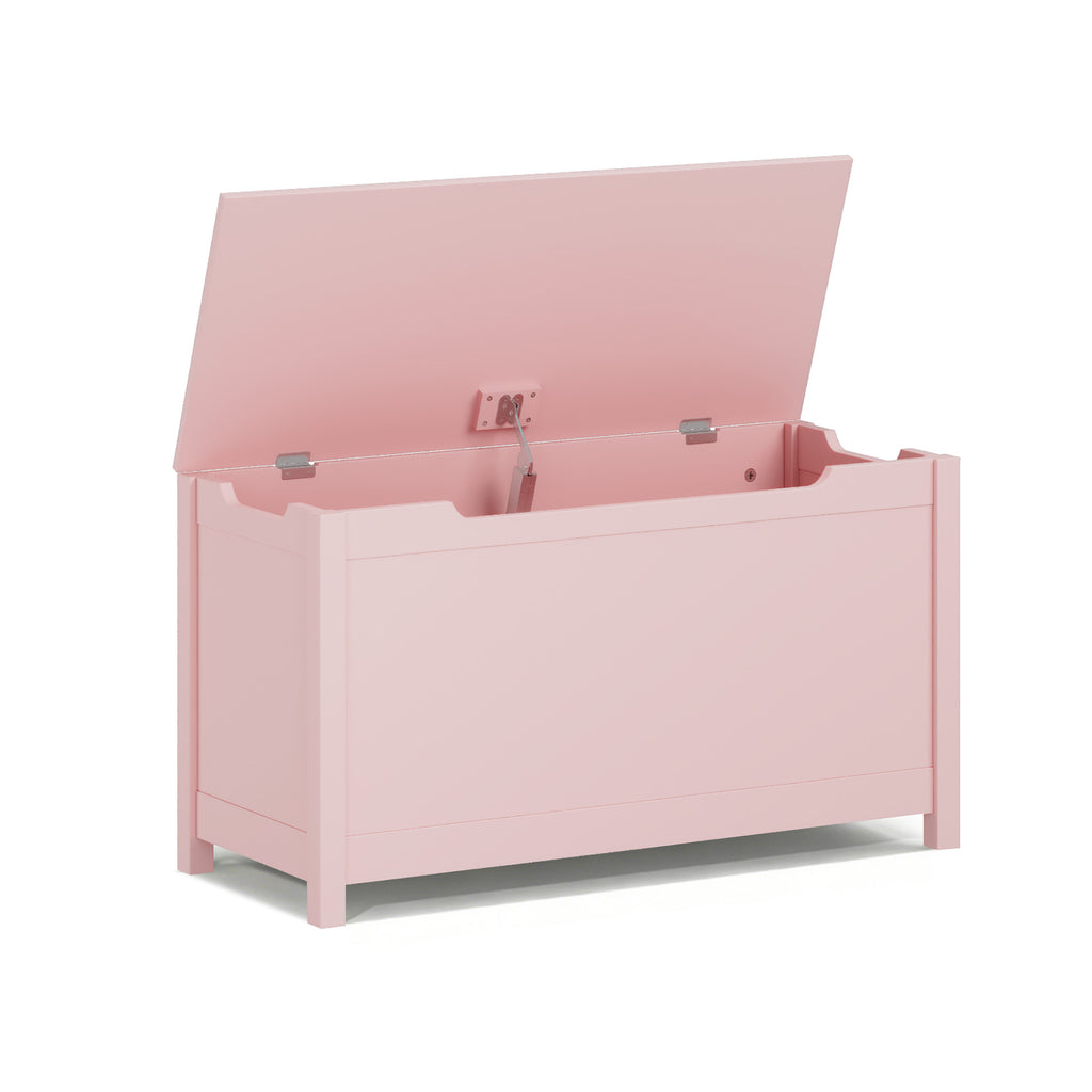 Rangement de boîtes de jouets en bois pour enfants avec couvercle à charnières de sécurité pour les 2 ans et plus (Pink)