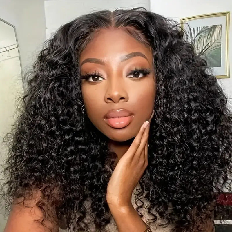 Ancienne Lady Dentelle Lady Middle Part Long Wavy Coiffure Fluffy Naturel Pleine Tête