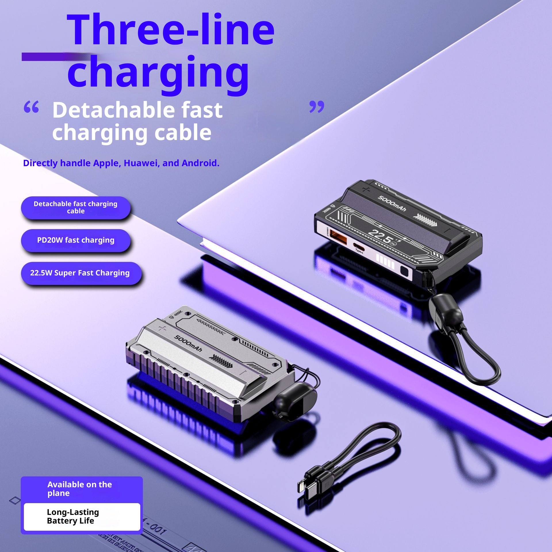 Détachable Mobile Power Cylinder Cell Mini Style Type de séparation élastique Power Bank