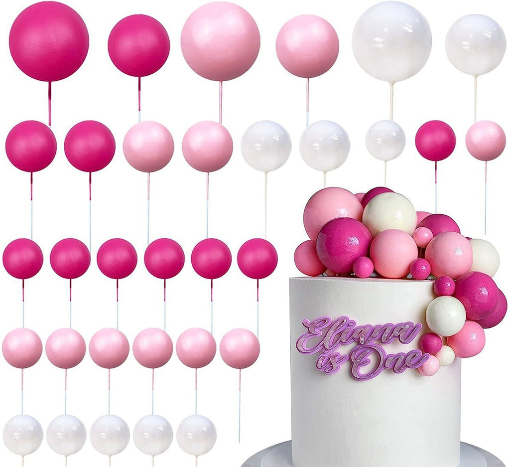 32 Pcset Colorful Mousse Ball Anniversaire Cake Décoration Multi-style Plug-in