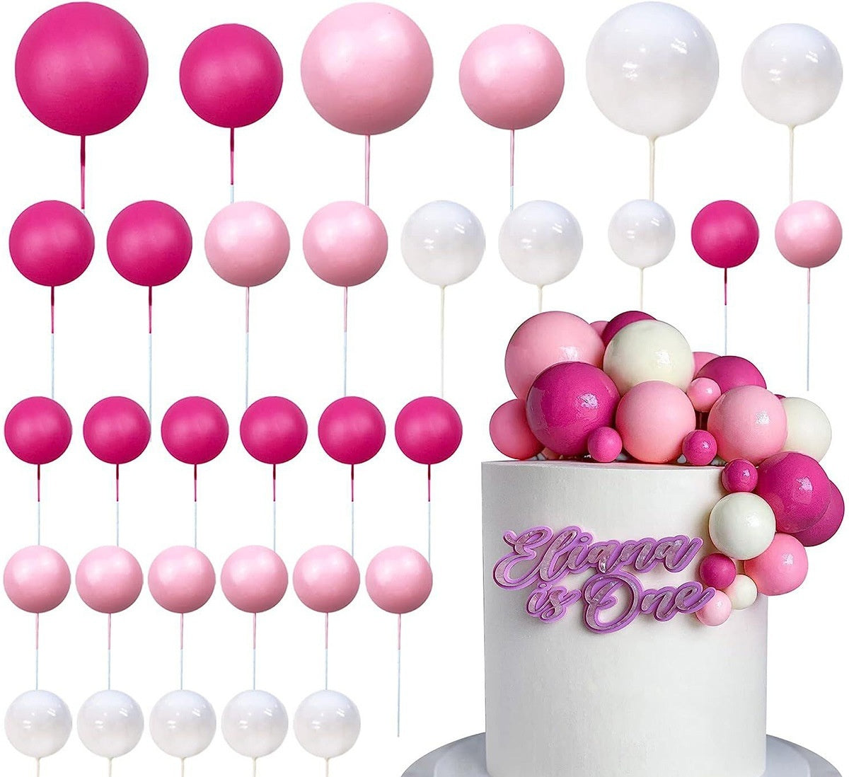 32 Pcset Colorful Mousse Ball Anniversaire Cake Décoration Multi-style Plug-in
