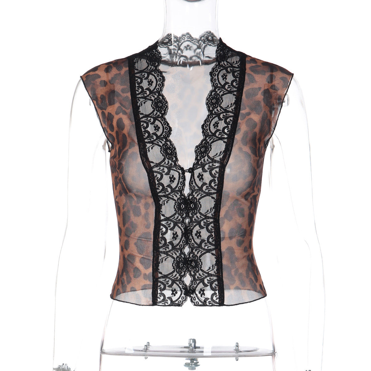 T-shirt de Cardigan en dentelle imprimée mode pour femmes